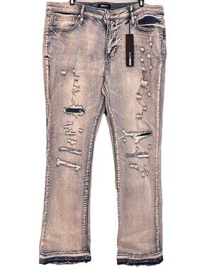 Nwt Nova Men Distressed Jeans Light Wash Pockets Zip Button Preppy Sz 34